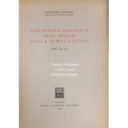Contributo esegetico allo studio della simulazione. L'art. 1414 c.c - Salvatore Romano - copertina