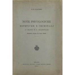 Note psicologiche estetiche e criminali ai drammi di G. Shakespeare. Macbeth, Amleto, Re Lear, Otello - copertina