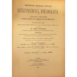 Repertorio Generale Annuale del Foro Italiano. Vol. XXXIII - Anno 1908 - copertina