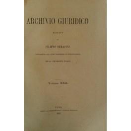 Archivio Giuridico. Diretto da Filippo Serafini. Volume XXX - copertina
