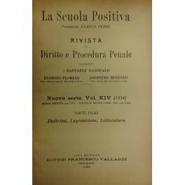 La Scuola Positiva. Rivista di diritto e procedura penale. Nuova serie, Vol. XIV - 1934 - copertina