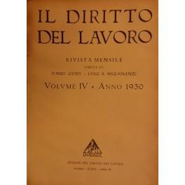 Il Diritto del lavoro. Volume IV - 1930 - copertina