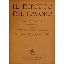 Il Diritto del lavoro. Volume VI - 1932 - copertina
