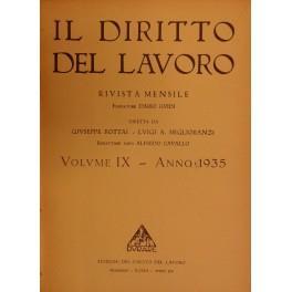 Il Diritto del lavoro. Volume IX - 1935 - copertina