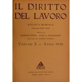 Il Diritto del lavoro. Volume X - 1936 - copertina