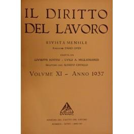 Il Diritto del lavoro. Volume XI - 1937 - copertina