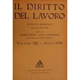 Il Diritto del lavoro. Volume XIII - 1939 - copertina