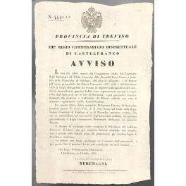 Avviso. Imp. Regio Commissariato Distrettuale di Castelfranco ha convocato una seduta per l'esame dei bilanci consuntivi delle parrocchie - copertina