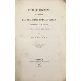 Fatti ed argomenti in risposta alle molte parole di Vincenzo Gioberti intorno ai Gesuiti nei prolegomeni del primato - copertina