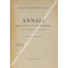 Annali della Facoltà di Giurisprudenza dell'Università degli Studi di Bari (già Annali del Seminario Giuridico-Economico) a cura del Seminario Giuridico. Vol. XVI della Nuova Serie di: Abbamonte G. - copertina