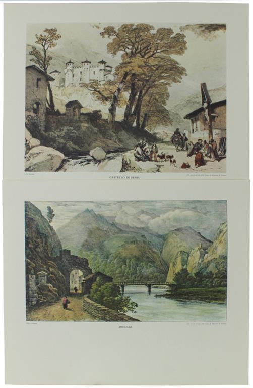 IVREA e VALLE D'AOSTA: 4 STAMPE A COLORI dal calendario 1968 della Cassa di Risparmio: "Antiche stampe piemontesi" - copertina