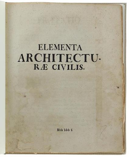 Elementa Architecturae Civilis - Christian Wolff - copertina