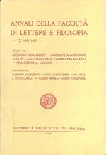 Annali della Facoltà di Lettere e Filosofia. IX (1971-1972)