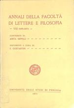Annali della Facoltà di Lettere e Filosofia. VIII (1970-1971)