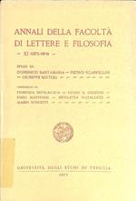 Annali della Facoltà di Lettere e Filosofia. XI (1973-1974)