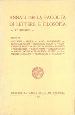 Annali della Facoltà di Lettere e Filosofia. XII (1974-1975)