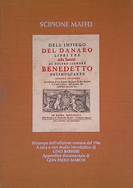 Dell'impiego del danaro - Scipione Maffei - copertina