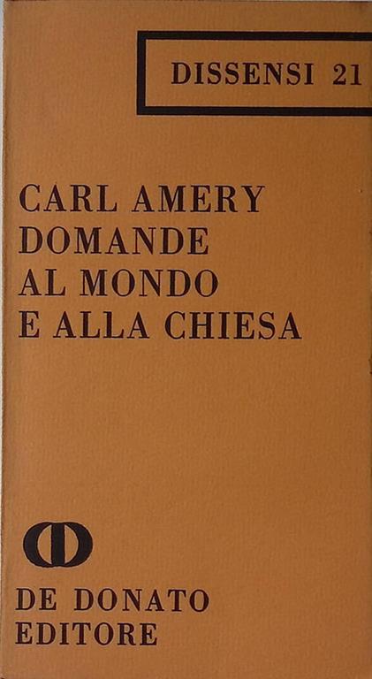 Domande al mondo e alla chiesa - Carl Amery - copertina
