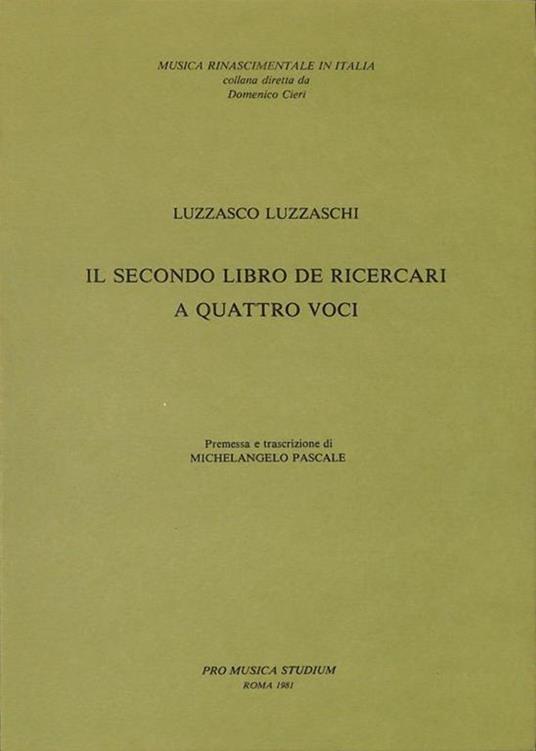 Il secondo libro de ricercari a quattro voci - copertina