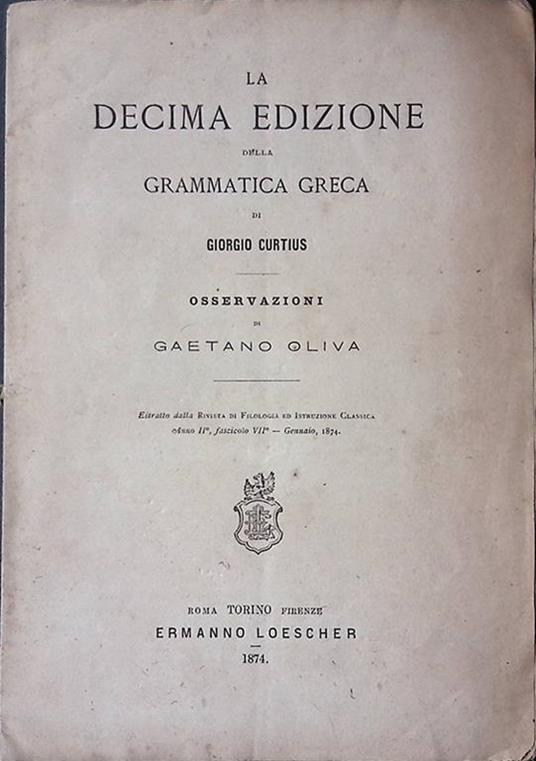 La decima edizione della grammatica greca - copertina