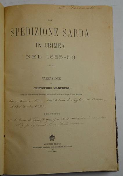 La spedizione sarda in Crimea nel 1855-56. Narrazione.. - copertina