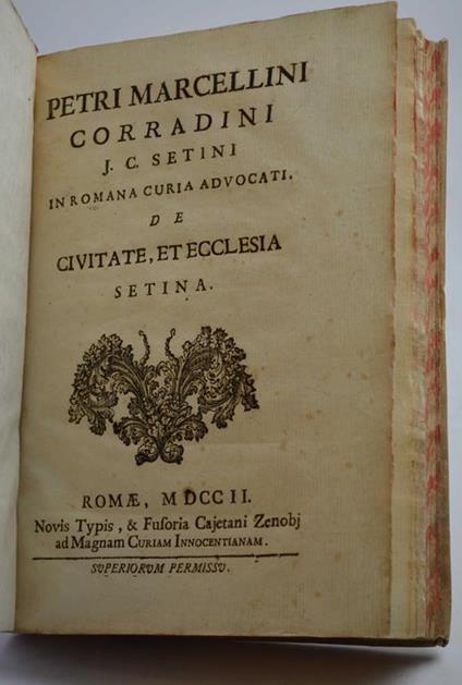 De civitate, et ecclesia Setina - copertina