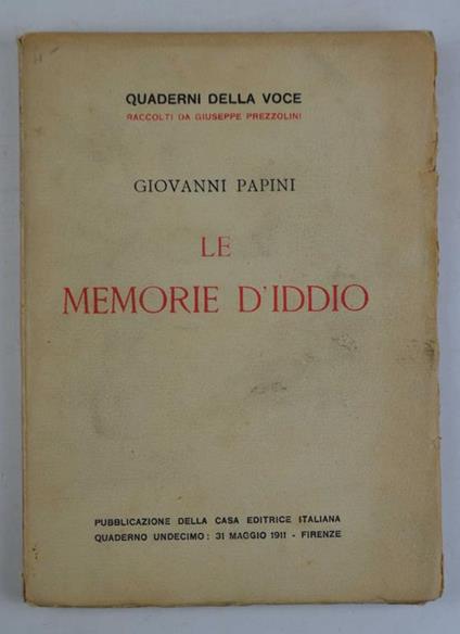 Le memorie d'Iddio - Giovanni Papini - copertina