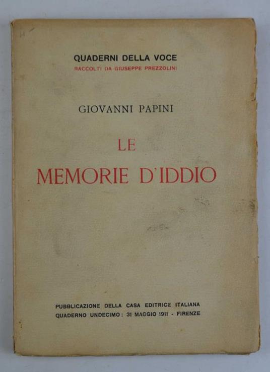 Le memorie d'Iddio - Giovanni Papini - copertina