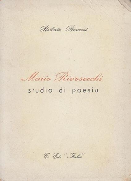 Mario Rivosecchi. Studio di poesia - Roberto Braccesi - copertina