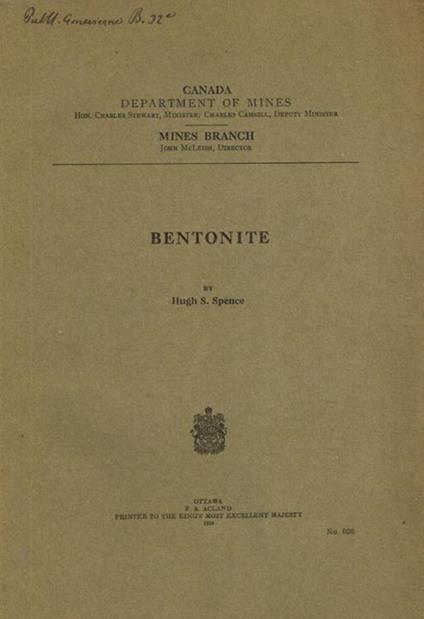 Bentonite Hugh S.Spence - copertina