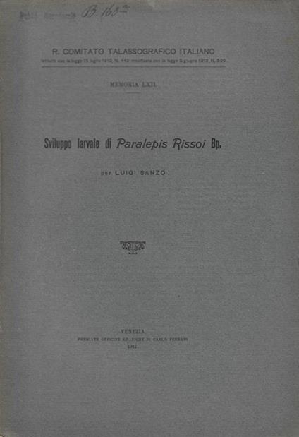 Sviluppo larvale di Paralepis Rissoi Bp - Luigi Santo - copertina