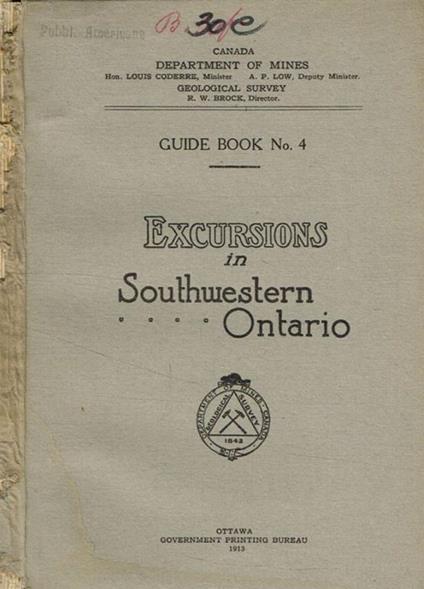 Guide book n.4. Excursions in Southwestern Ontario Canada Department of mines - copertina