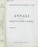 Annali della facoltà di lettere e filosofia Vol. XVI-1973