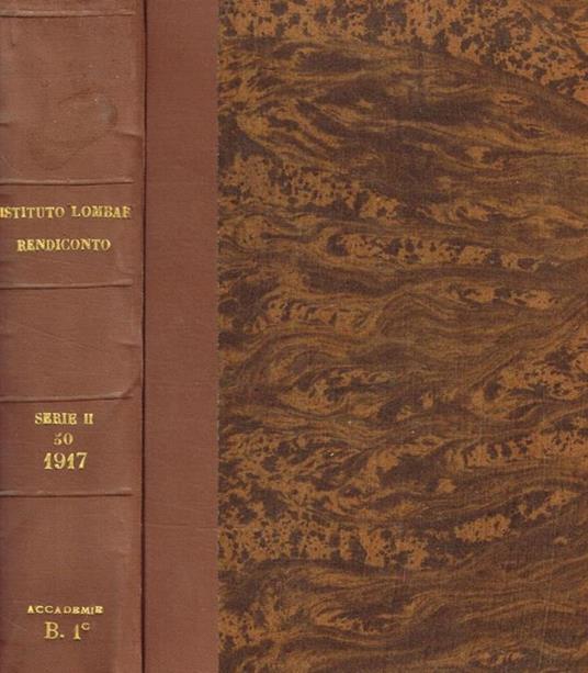 Reale istituto lombardo di scienza e lettere. Rendiconti serie II, vol.L - copertina