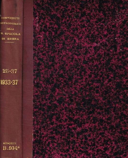 Contributi della R.Specola di Brera, Milano. Fascicoli n.25-37, 1933-1937 - copertina