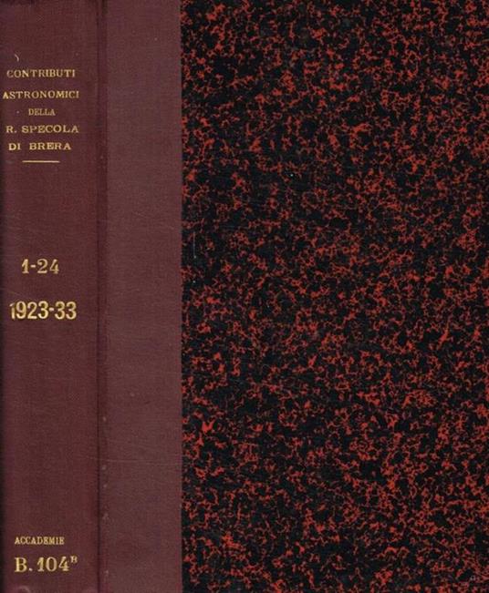 Contributi astronomici della R.Specola di Brera-Milano. Fascicoli 1-24, 1923-1933 - copertina