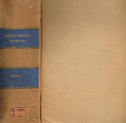 Reale istituto lombardo di scienze e lettere. Rendiconti. Serie II, vol.XXXII - copertina