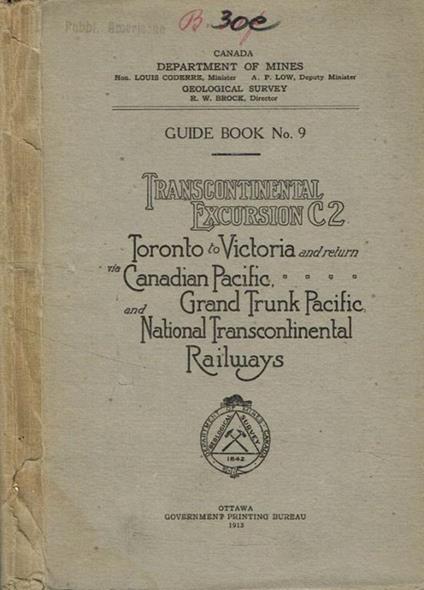 Guide Books n.9. Transcontinental excursion C2 Canada department des mines - copertina