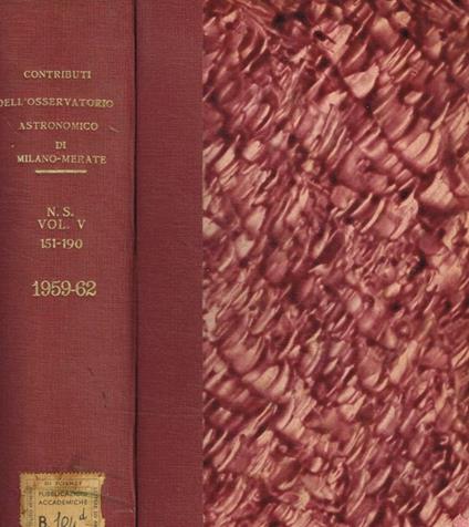 Contributi dell'Osservatorio astronomico di Milano-Merate. Nuova serie, vol.V, fasc.n.151-190 - copertina