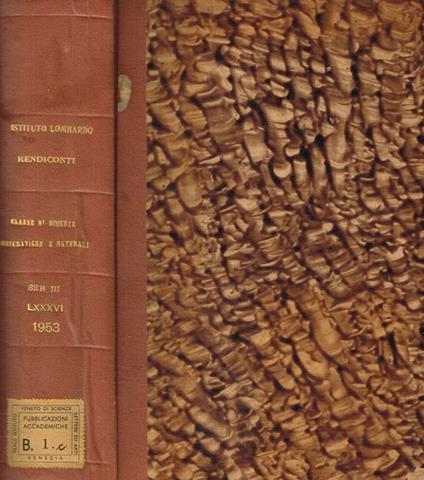 Istituto lombardo di scienze e lettere. Rendiconti. Classe di scienze matematiche e naturali. Vol.LXXXVI, 17 della serie III - copertina