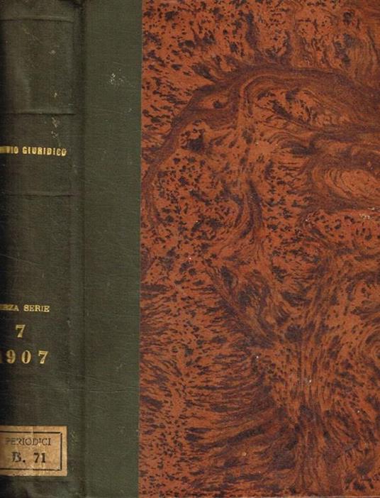 Archivio giuridico Filippo Serafini. Terza serie, vol.VII Enrico Serafini, diretto da - copertina