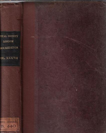 Proceedings of the Royal Society of London Vol. XXXVII - copertina