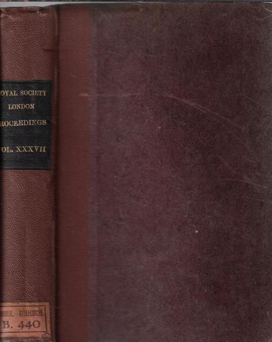 Proceedings of the Royal Society of London Vol. XXXVII - copertina