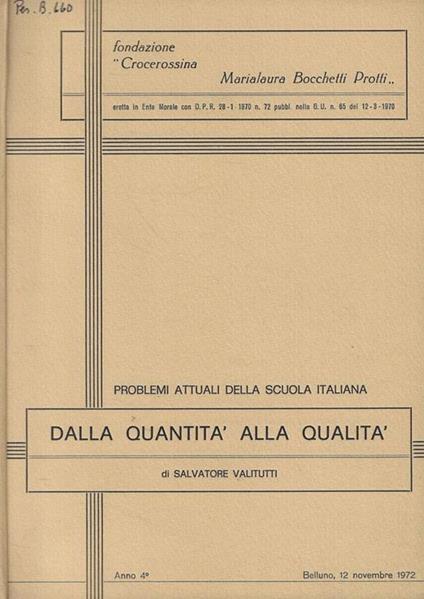 Dalla quantità alla qualità - Salvatore Valitutti - copertina
