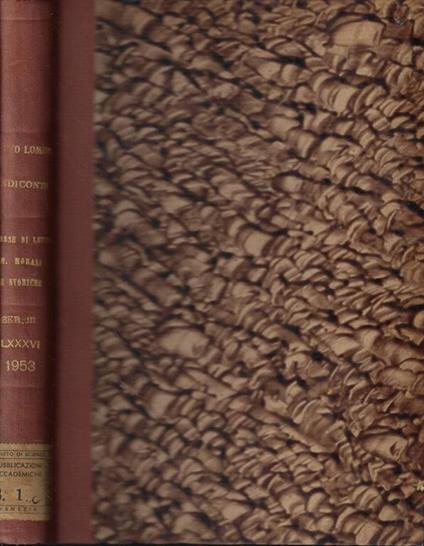 Rendiconti Classe di Lettere e Scienze Morali e Storiche Anno 1953 - copertina