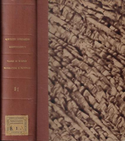 Rendiconti Classe di Scienze Matematiche e Naturali Anno 1957 - copertina