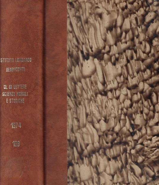 Rendiconti Classe di Lettere e Scienze Morali e Storiche Fasc. I-II-III Anno 1974 - copertina