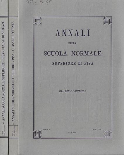 Annali della scuola normale superiore di Pisa serie V Vol. VIII N. 1, 4 - copertina
