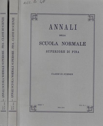 Annali della scuola normale superiore di Pisa serie V Vol. IX N. 1, 2 Giuseppe Tomassini, direttore - copertina