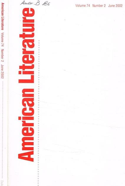 American literature. Vol.74, 2002, n.2 - copertina